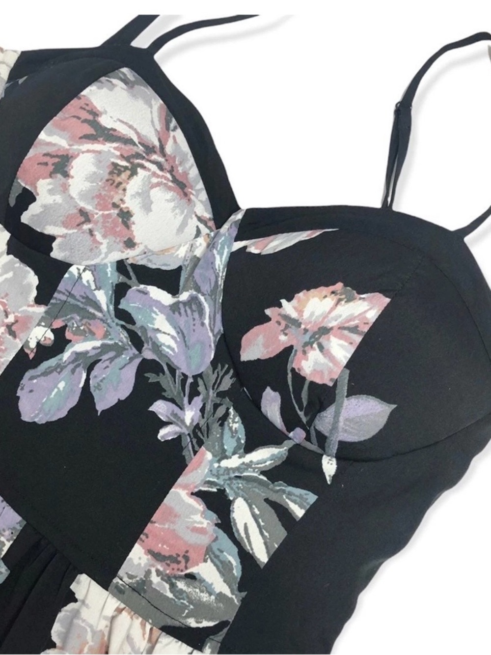 Band of Gypsies Black Floral Spaghetti-Strap Jumpsuit Size XS - Picture 7 of 8
